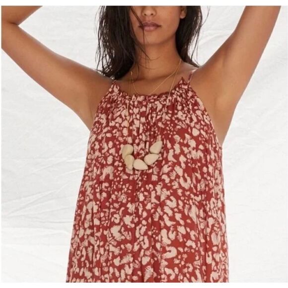 Anthropologie
Flounced Maxi
Lounge Dress
Spaghetti Strap Abstract Low Back Red s - Picture 6 of 11